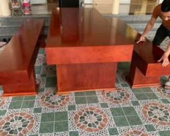 Bộ bàn ghế K3 nguyên khối hộp gỗ hương đá đỏ K45